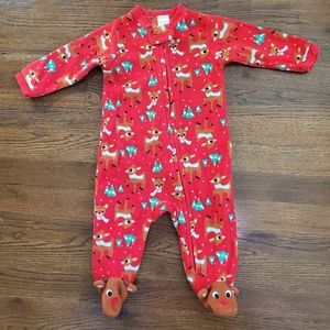 RUDOLPH 9M Christmas Fleece Footie Pajamas